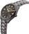 Reloj de hombre con brazalete de metal gris, esfera redonda con índices luminosos y fecha