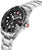 Pulsera de hombre con esfera negra, caja de acero inoxidable y protector de corona rojo