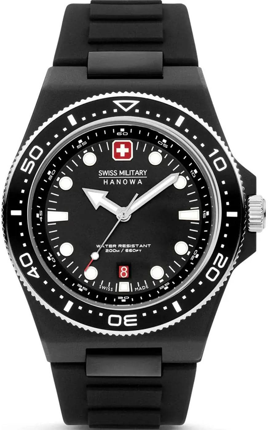Reloj de hombre Swiss Military con esfera negra y correa de silicona