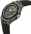 Reloj de hombre con caja verde, bisel negro, correa de silicona negra y corona