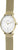 "Reloj de mujer con esfera blanca y correa de malla dorada, con corona lateral"