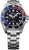 Pulsera de hombre con esfera azul, caja de acero, bisel de buceo azul/rojo, Diver 200 m