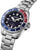 Pulsera de hombre: esfera azul, bisel rojo/azul, bisel de buceo dentado, correa de acero