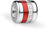 Charm de acero inoxidable con banda de cerámica roja y adornos de circonita brillante