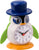 Despertador con forma de pingüino con sombrero azul y esfera analógica, carcasa redonda
