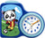 Despertador analógico de plástico, azul, con diseño de panda e iluminación de esfera