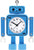 Despertador analógico de robot azul con esfera y manecillas, logo JVD