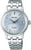 "Reloj de mujer con pulsera de metal plateado y esfera azul claro (automático)"
