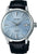 Reloj SEIKO para hombre con esfera azul, correa de cuero negra, fecha a las 6