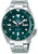 Reloj de hombre con esfera verde, automático, correa de acero inoxidable plateado
