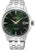 Reloj de hombre con esfera verde y pulsera de acero inoxidable plateado