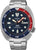 Reloj Seiko Prospex para hombre con esfera azul, bisel rojo y correa de acero inoxidable.