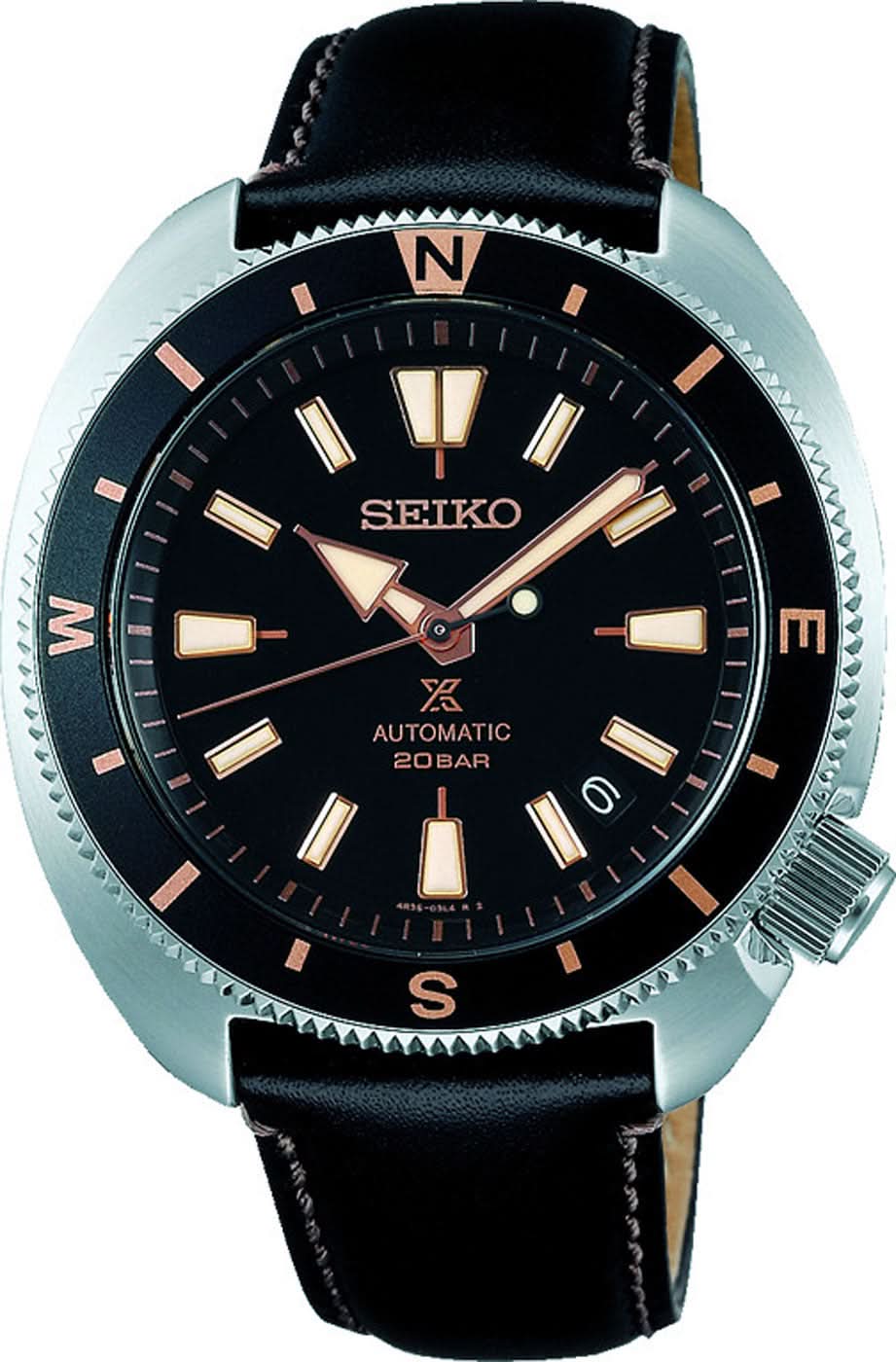 Reloj Seiko Prospex para hombre con esfera negra, visualización automática y correa de cuero negra
