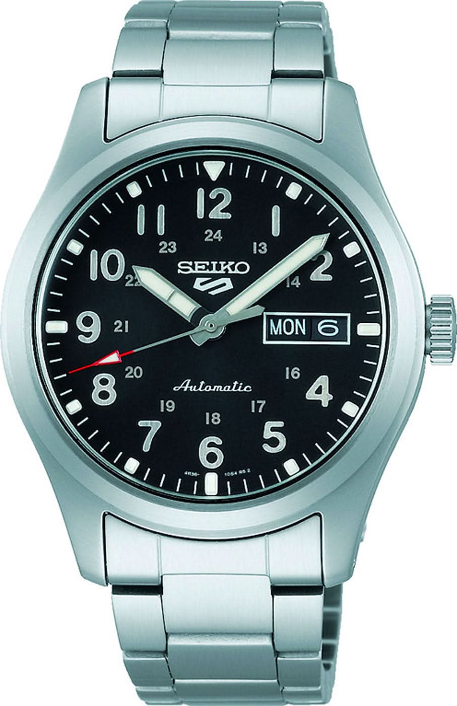 Seiko 5 Sports - Reloj para hombre con esfera azul verdosa y correa de metal, fecha