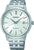 Reloj de pulsera Seiko para hombre: correa de metal plateado, esfera blanca, automático