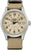 Reloj de hombre con correa textil beige, caja plateada y esfera beige