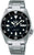 Reloj Seiko para hombre con esfera negra, correa de acero y visualización de fecha "LUN"