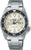 Reloj de pulsera de acero: esfera beige, bisel negro, fecha LUN 6