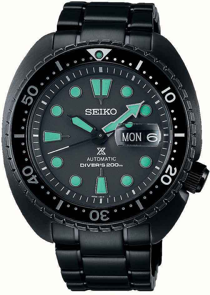 Reloj Seiko Prospex para hombre con correa de cerámica negra y esfera de buceo verde