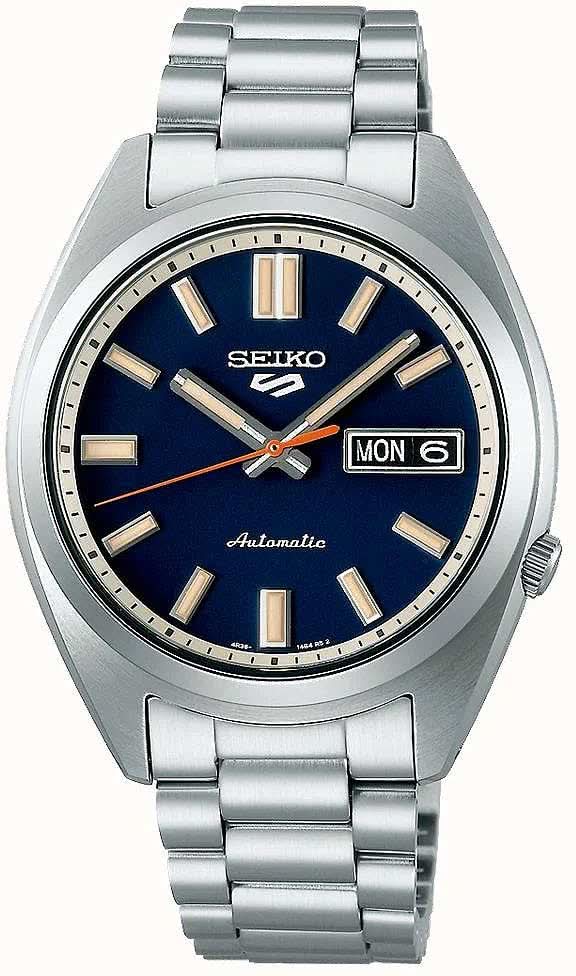 Seiko 5 Sports Reloj para hombre: esfera azul, correa de acero inoxidable, indicador de fecha