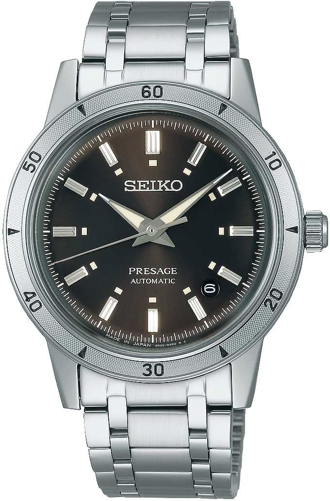 Reloj Seiko para hombre con esfera negra y pulsera de acero inoxidable plateado