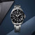 Reloj SEIKO para hombre con correa de acero inoxidable, esfera negra y bisel de buceo