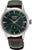 Reloj Seiko Presage para hombre con esfera verde oscuro, caja plateada y correa de cuero marrón.