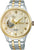 Reloj de hombre con correa de metal en tono dorado y plateado, esfera redonda con números romanos
