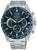 Reloj plateado para hombre con esfera azul, detalles de cronógrafo y correa de metal