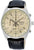 Reloj de hombre con cronógrafo, esfera crema, escala taquimétrica y correa de cuero negra
