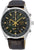 Reloj Seiko para hombre con esfera verde oscuro, correa de cuero y pulsadores de cronógrafo