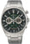 Reloj cronógrafo para hombre: pulsera de acero inoxidable plateado, esfera verde con bisel taquímetro