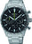 Reloj cronógrafo para hombre: esfera negra, detalles verdes, correa de acero inoxidable