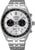 Reloj de hombre con correa de acero inoxidable plateado, esfera blanca y funciones de cronógrafo