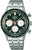 Pulsera de acero para hombre, esfera verde, cronógrafo y bisel taquímetro