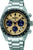 Reloj de hombre con esfera redonda de cronógrafo, diseño dorado-azul, correa de metal