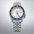 Reloj de pulsera Seiko para hombre con bisel azul, esfera blanca y ventana de fecha
