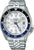Reloj de pulsera Seiko para hombre con bisel azul, esfera blanca y correa de acero inoxidable