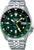Pulsera de hombre con brazalete de acero inoxidable, bisel verde y negro y manecilla GMT