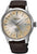 Reloj Seiko Presage para hombre: esfera beige, correa de cuero marrón, indicador GMT
