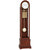Reloj de pie de madera con puerta de cristal, esfera redonda y tubos de gong dorados