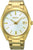Reloj dorado para hombre con cristal de zafiro, correa de metal y esfera analógica con fecha