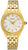 "Reloj de mujer con brazalete de metal dorado, esfera blanca y logo SEIKO"
