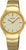 "Reloj de mujer con cadena de pulsera redonda de acero inoxidable en tono dorado y esfera con índices"