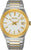 Reloj Seiko para hombre con correa de metal, esfera plateada y dorada, con ventana de fecha