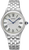 Reloj de mujer con pulsera de acero inoxidable, esfera blanca con números romanos y agujas azules
