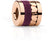 Charm de acero inoxidable en forma de cilindro con acabado en oro rosa y trenzado morado