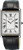 Reloj Seiko para hombre con caja rectangular, correa de cuero negra y esfera blanca