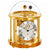 Reloj de mesa dorado con campana de cristal redonda y esfera blanca