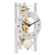Reloj de mesa Hermle con esfera redonda y movimiento de latón expuesto en marco de cristal.
